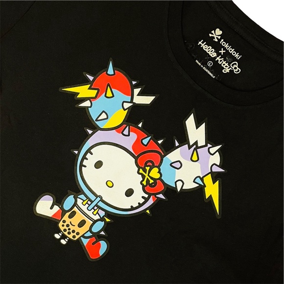 NEW Tokidoki x Hello Kitty w/ Spikes & Boba Drink Shirt Cute Women Large Top NWT - Picture 1 of 5